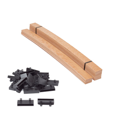 63mm x 8mm Single Row Sprung Bed Slat Kit with Side Holders for Metal Tubular Bed Bases