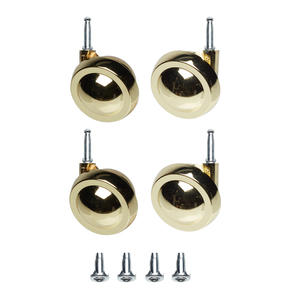 Brass Metal Shepherd Castors - Grip Neck Stem