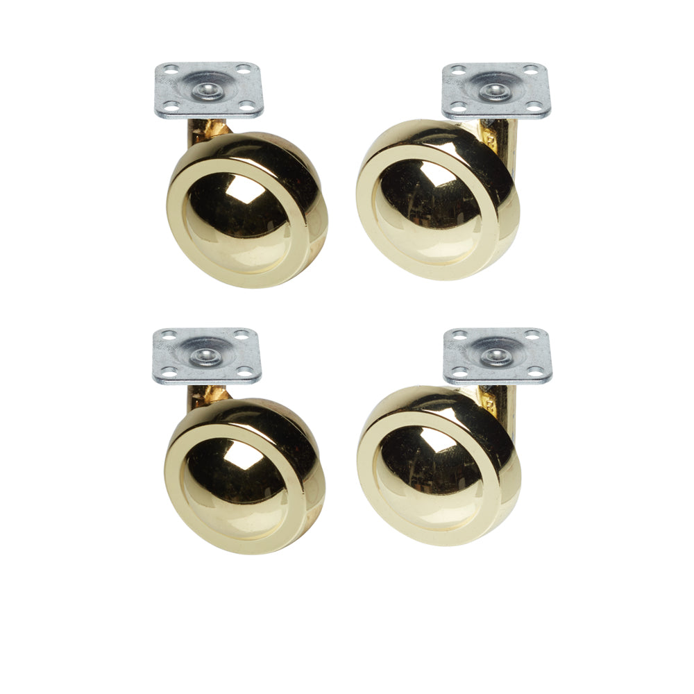 Brass Metal Shepherd Castors - Plate Fitting