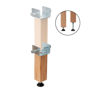 Wooden Adjustable Bed Centre Rail Support Feet with Integrated Metal U Bracket