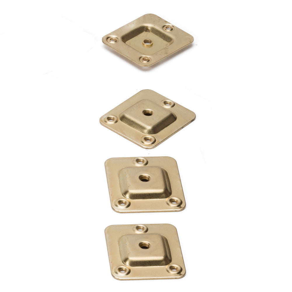 M6 Furniture Leg Connecting Plates - Straight - 58mm x 68mm Brass Plated (set of 4)
