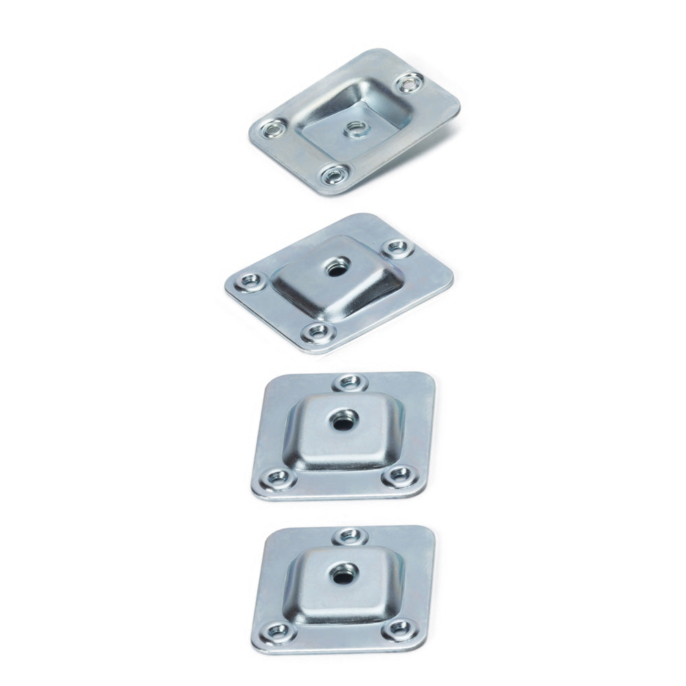 M6 Furniture Leg Connecting Plates - 10 Degree Angled - 58mm x 68mm Zinc Plated (Set of 4)