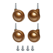 Gold Metal Shepherd Castors - Grip Neck Stem