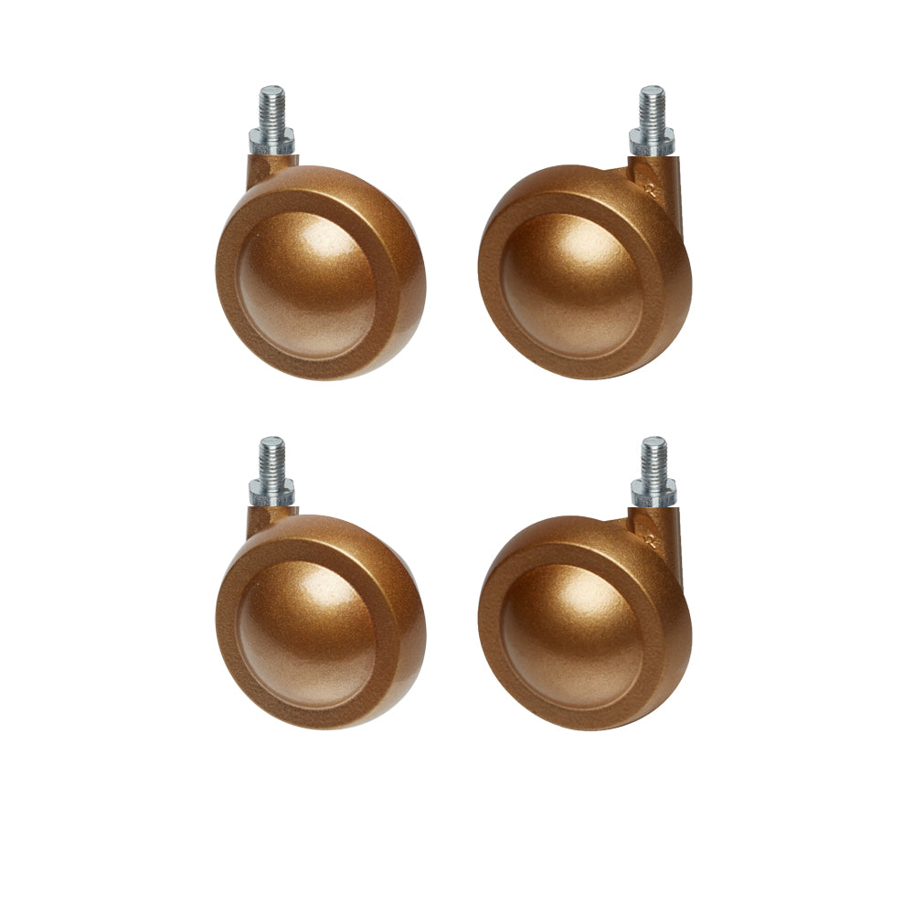 Gold Metal Shepherd Castors - M8 Stem