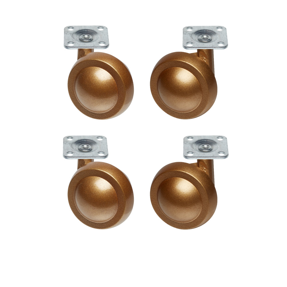 Gold Metal Shepherd Castors - Plate Fitting