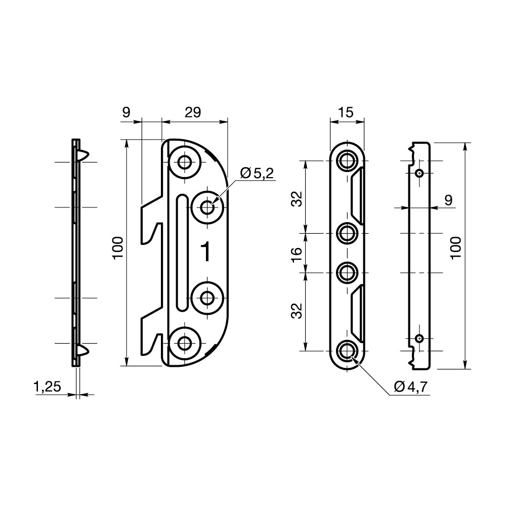 HS Bed Corner Brackets/ Fittings for 90 Degree Connection H:100mm