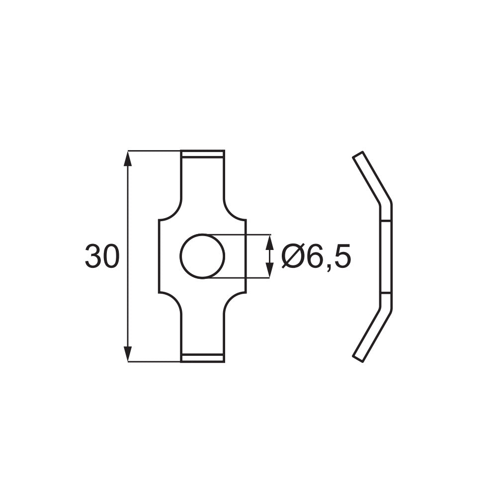 Half Moon Un-Threaded Washer for M6 Bolts for Ø 30mm Hole