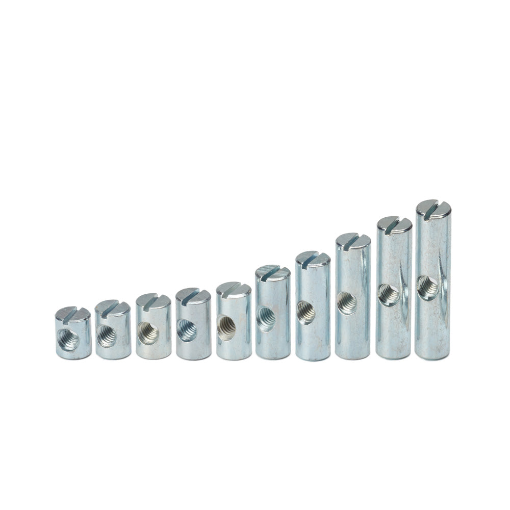 M6 x 20mm x Ø10mm Cross Dowel / Barrel Nut - Centre Threaded