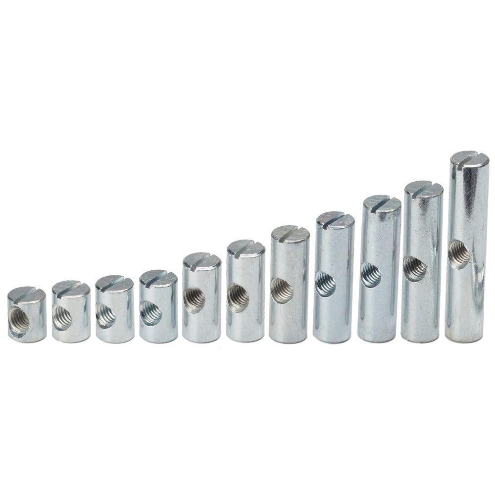 M8 x 20mm x Ø12mm Cross Dowel/ Barrel Nut - Centre Threaded