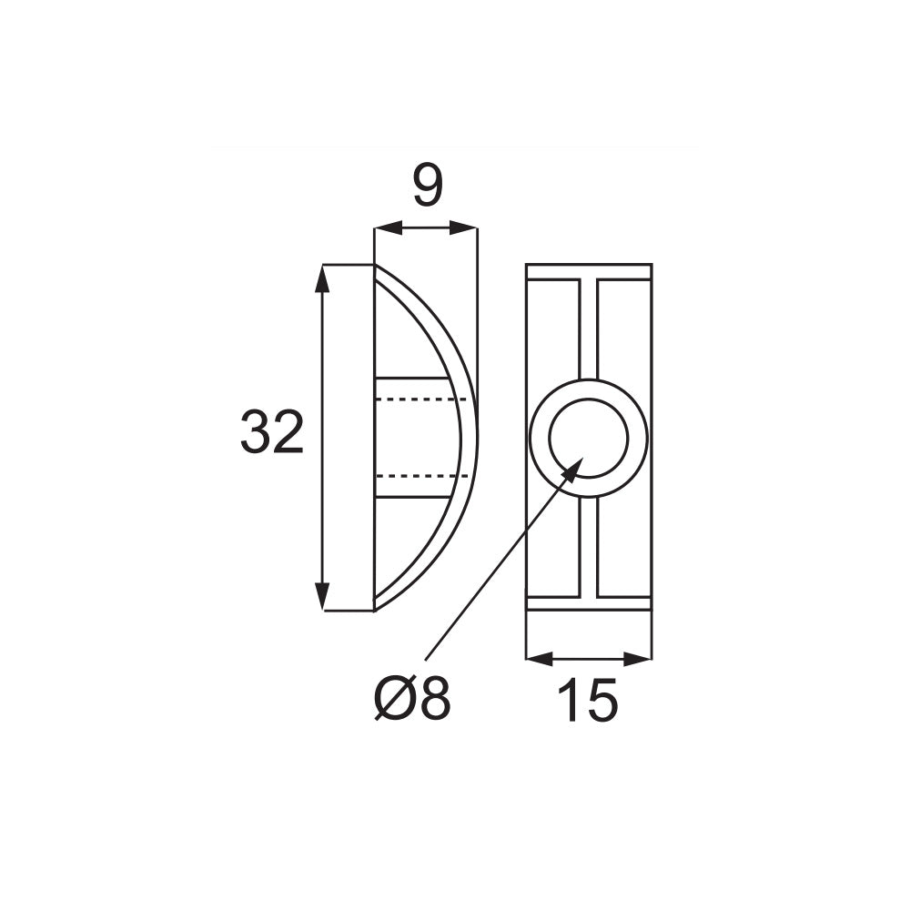 M8 Half Moon Washer with Integrated Rotating Nut for Ø40mm Holes