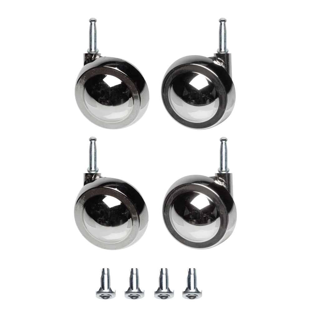 Nickel Metal Shepherd Castors - Grip Neck Stem