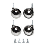 Nickel Metal Shepherd Castors - Grip Neck Stem