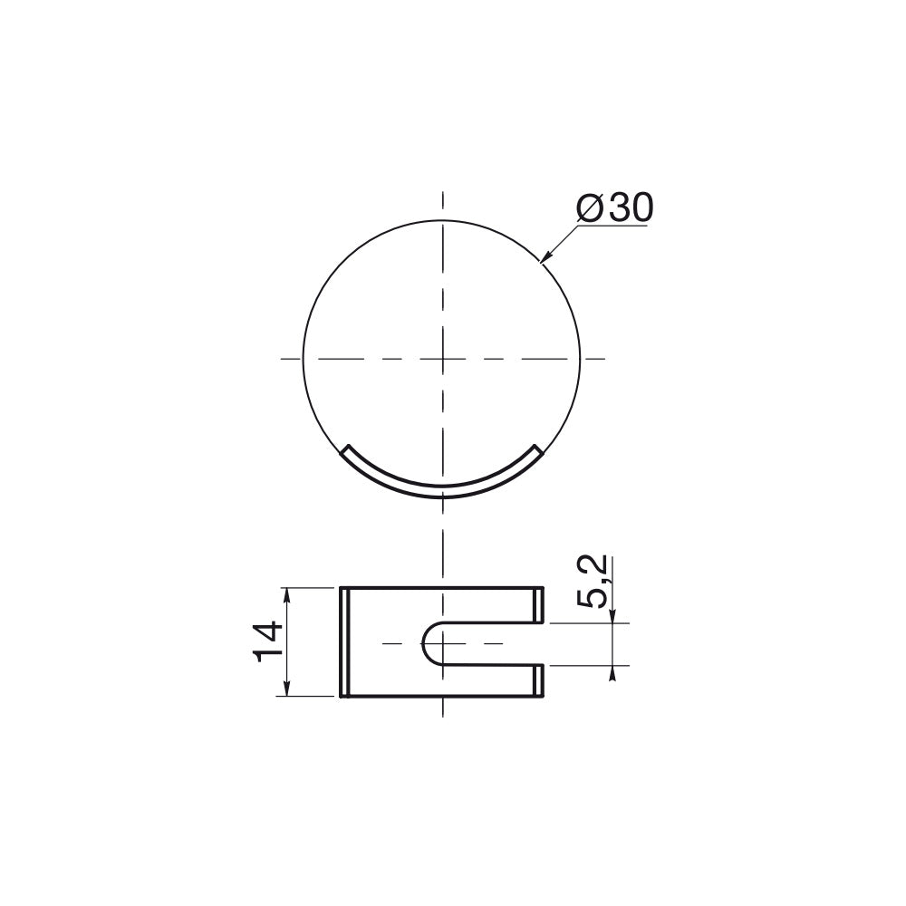 Open Ended Half Moon Washer for Ø30 Holes - Unthreaded