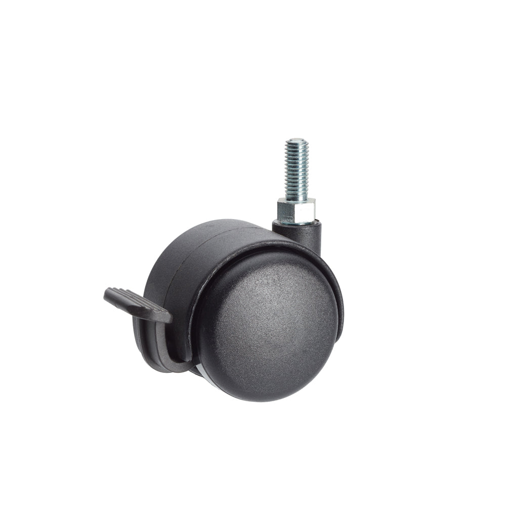 Premium Bed/ Furniture Twin Wheel Castors WITH Brake Designed for Carpet - M8 Stem