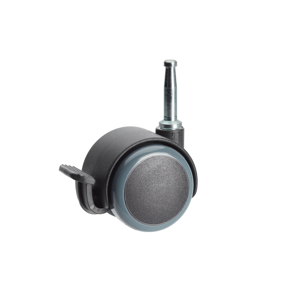 Premium Bed/ Furniture Twin Wheel Castors WITH Brake Designed for Hard Flooring - Grip Neck Stem