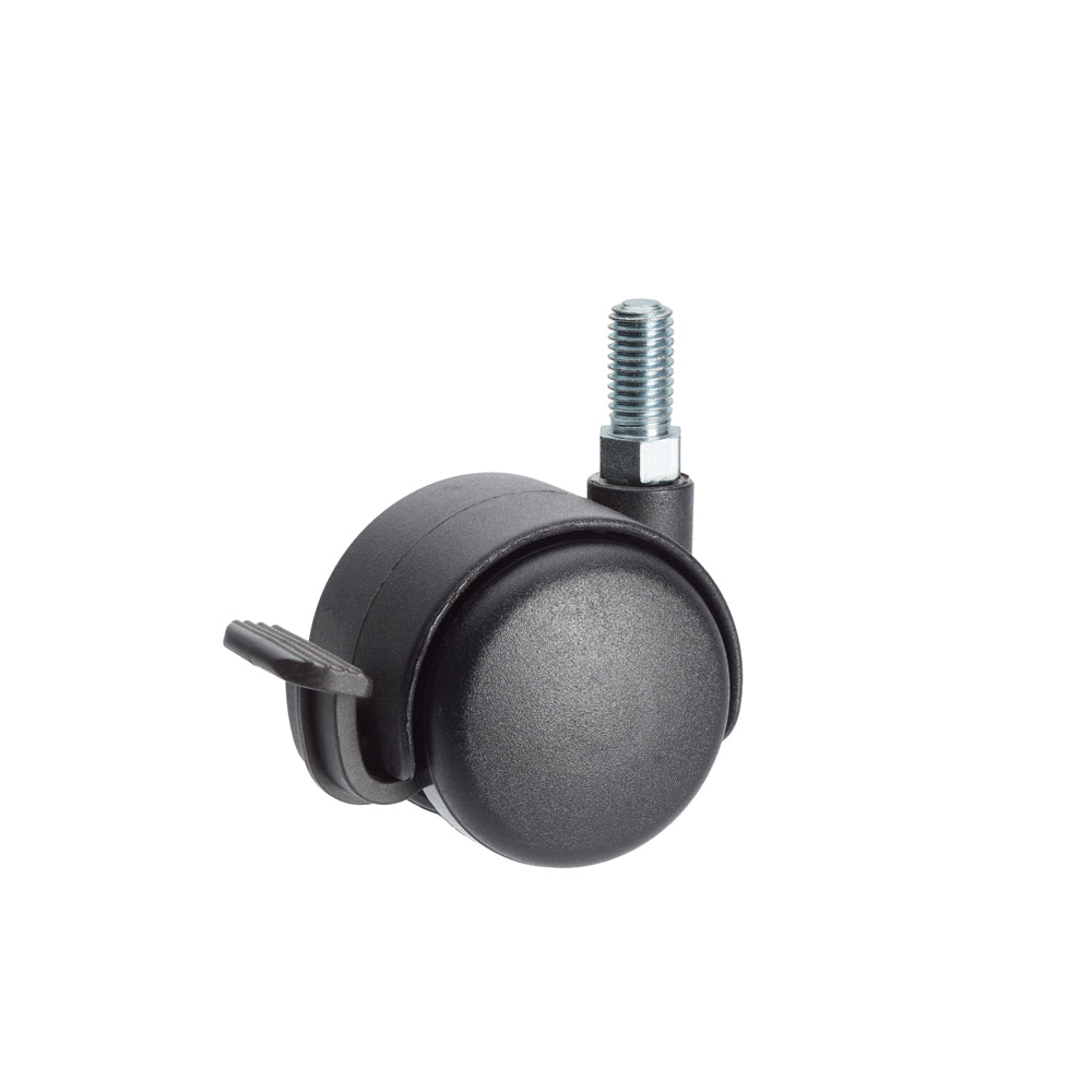 Premium Bed/ Furniture Twin Wheel Castors WITH Brake Designed for Carpet - M10 Stem