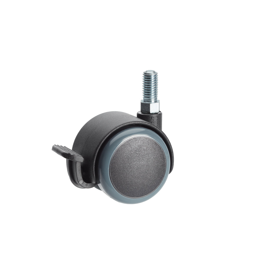 Premium Bed/ Furniture Twin Wheel Castors WITH Brake Designed for Hard Flooring - M8 Stem