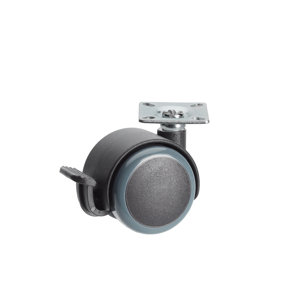 Premium Bed/ Furniture Twin Wheel Castors WITH Brake Designed for Hard Flooring - Plate Fitting